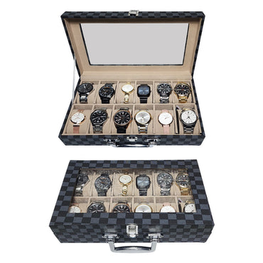 CURREN Original Brand PU Leather Display Collection Storage 12 Grids Watch Organizer Box