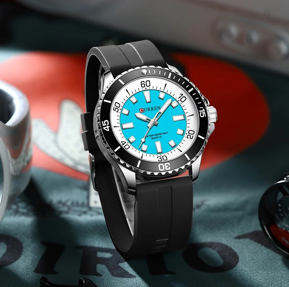 CURREN 8448 Men's Rubber Straps Watch