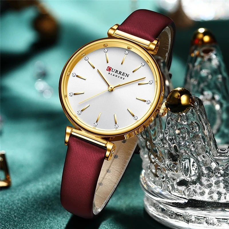CURREN 9081 Women's Leather Straps Watch