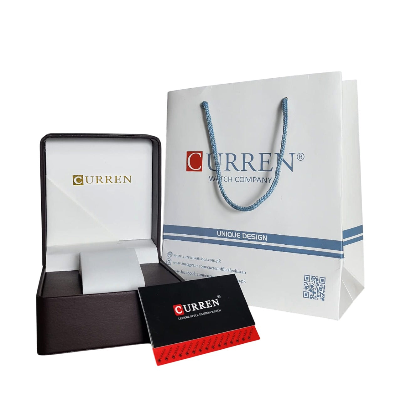 CURREN Original Brand Watch Gift Box & With Carry Bag (Size: 102mm - 110mm - 72mm)