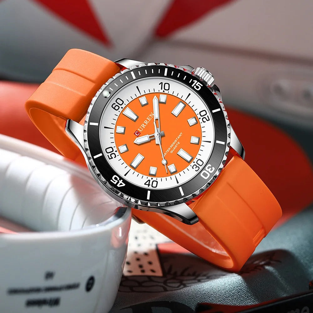 CURREN 8448 Men's Rubber Straps Watch