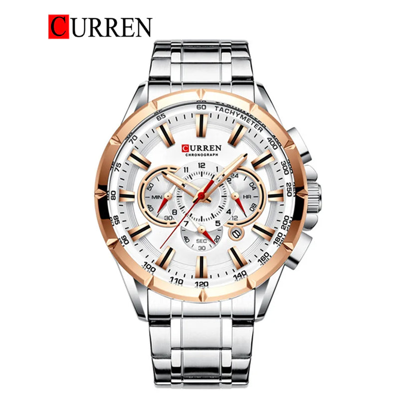 CURREN Original Brand Stainless Steel Band Wrist Watch For Men With Brand (Box & Bag)-8363