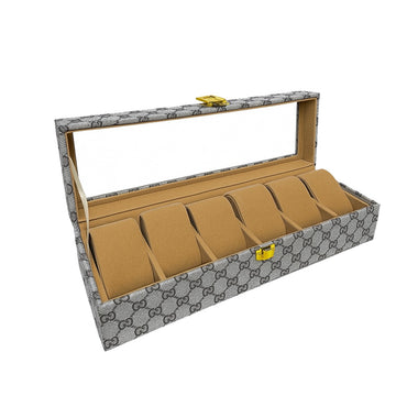 CURREN Original Brand PU Leather Display Collection Storage 6 Grids Watch Organizer Box