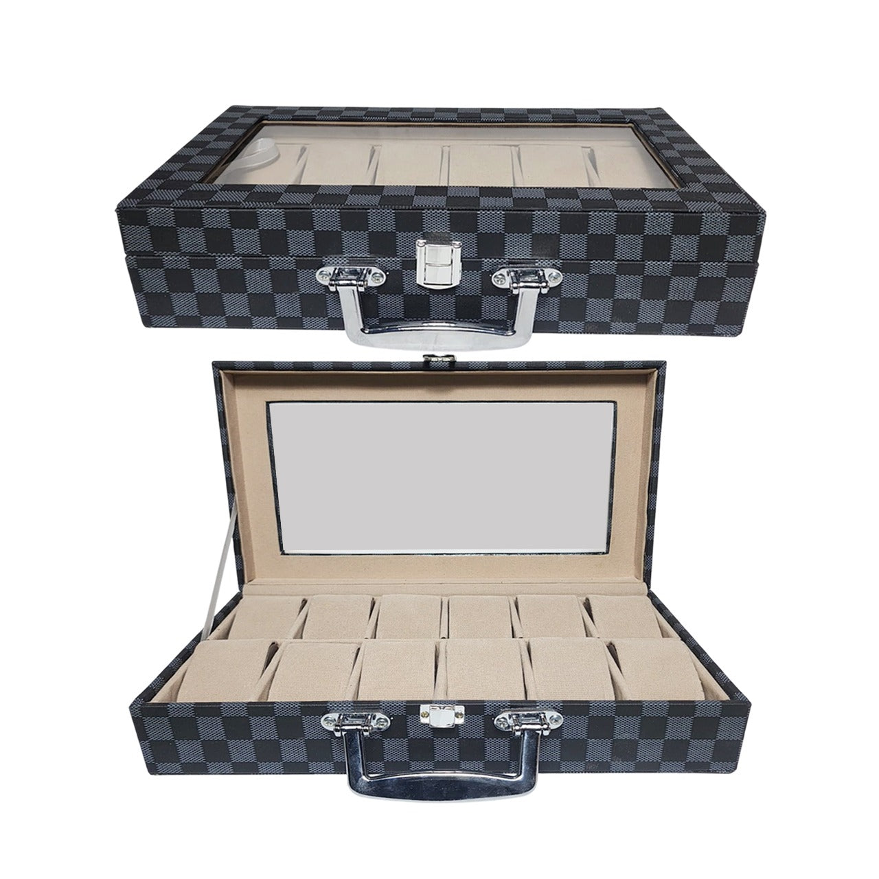 CURREN Original Brand PU Leather Display Collection Storage 12 Grids Watch Organizer Box