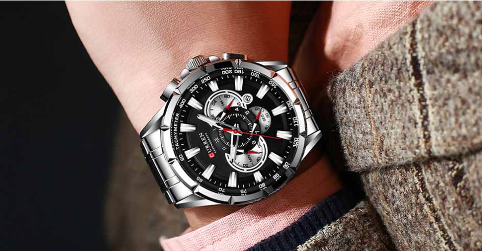 CURREN Original Brand Stainless Steel Band Wrist Watch For Men With Brand (Box & Bag)-8363