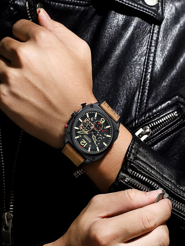 CURREN 8398 Men's Leather Straps Watch