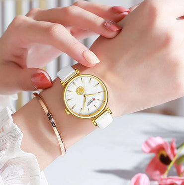 CURREN 9078 Women's Leather Strap Watch