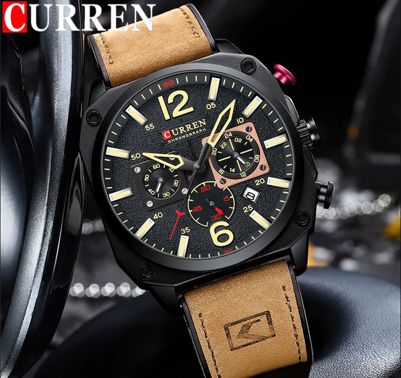 CURREN 8398 Men's Leather Straps Watch
