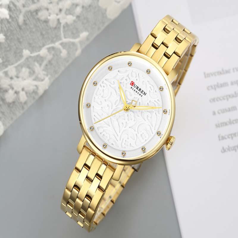 CURREN Original Brand Stainless Steel Band Wrist Watch For Women With Brand (Box & Bag)-9046