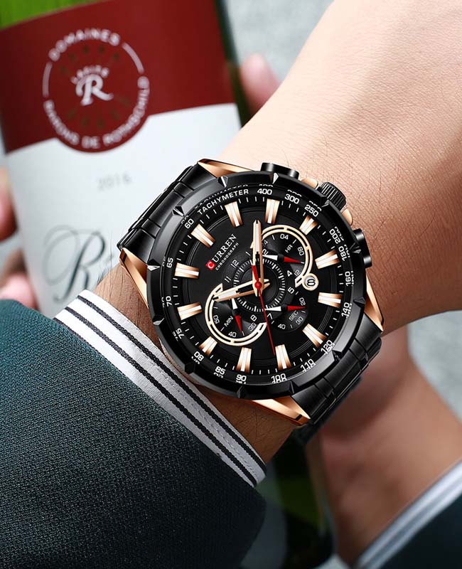 CURREN Original Brand Stainless Steel Band Wrist Watch For Men With Brand (Box & Bag)-8363