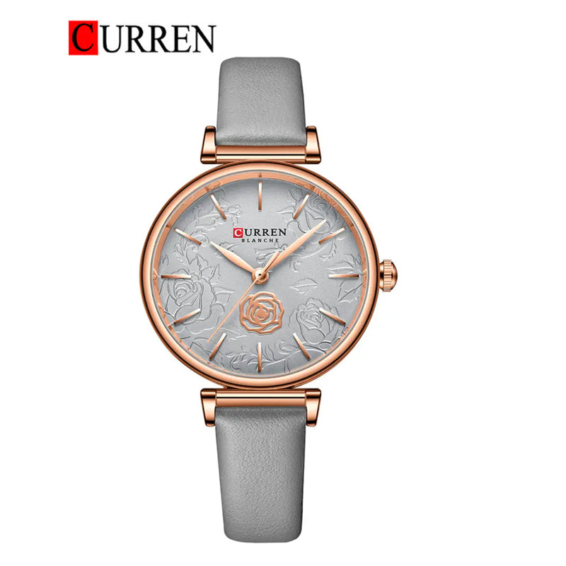 CURREN 9078 Women's Leather Strap Watch