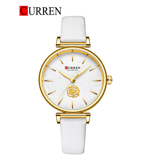 CURREN 9078 Women's Leather Strap Watch