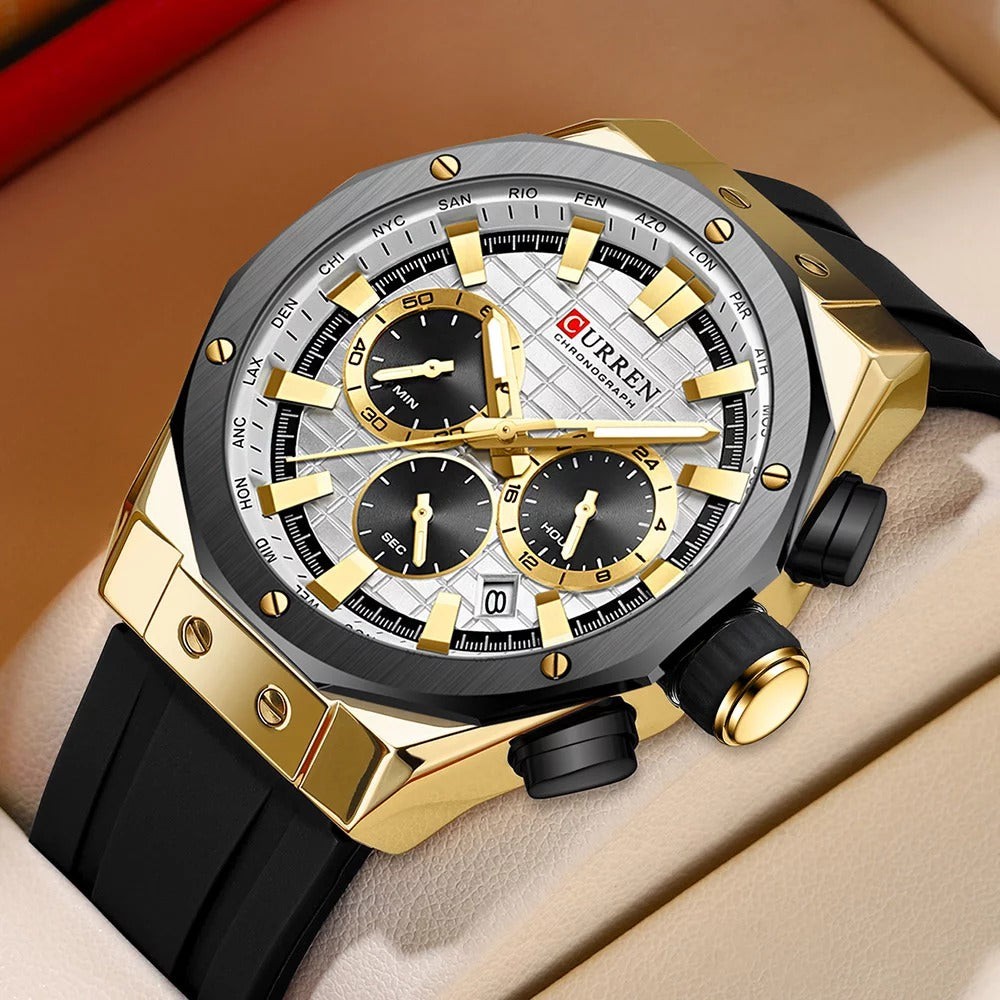 CURREN 8464 Men's Rubber Straps Watch