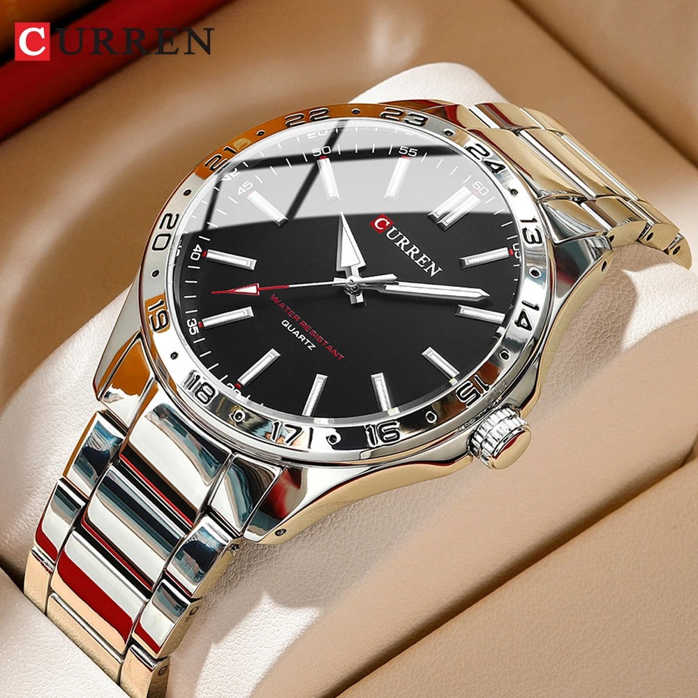 Cureen CURREN Original Brand Stainless Steel Band Wrist Watch For Men With Br ...