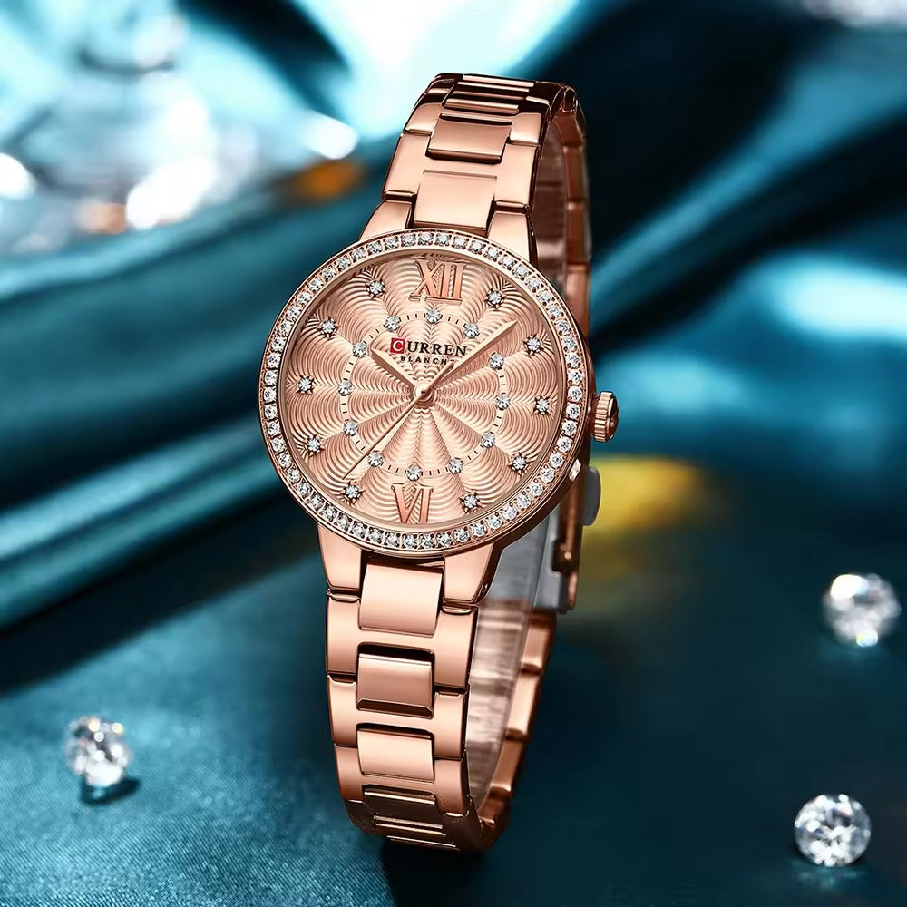 CURREN Original Brand Stainless Steel Band Wrist Watch For Women With Brand (Box & Bag)-9085