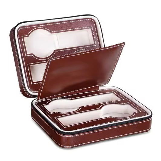 CURREN Original Brand Portable Vintage Leather Display Collection Storage 4 Slots Watch Organizer Box