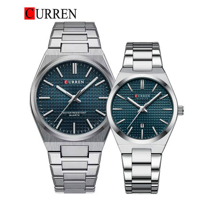 CURREN Original Brand Stainless Steel Band Wrist Watch For Couples With Brand (Box & Bag)