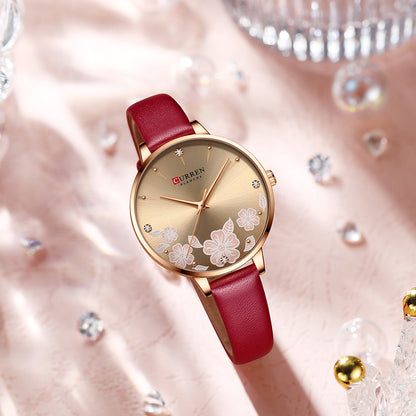 CURREN 9068 Women's Leather Straps Watch
