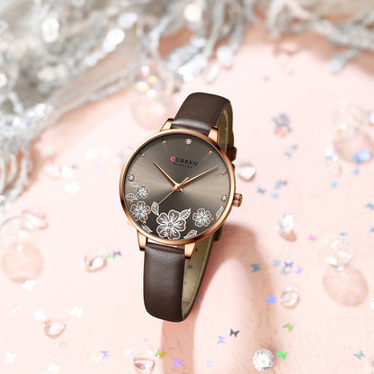CURREN 9068 Women's Leather Straps Watch