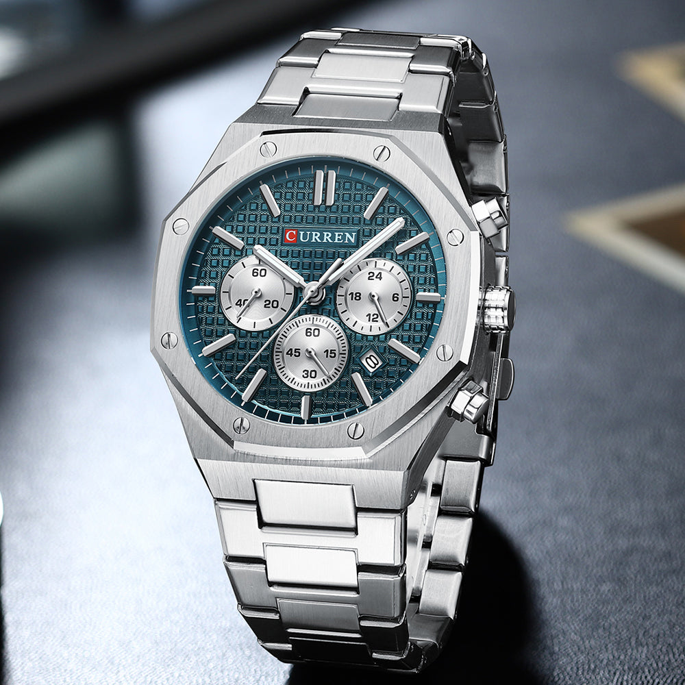Cureen CURREN Original Brand Stainless Steel Band Wrist Watch For Men With Br ...