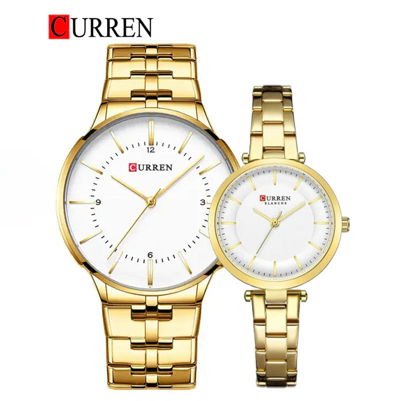 CURREN Original Brand Stainless Steel Band Wrist Watch For Couples Wit ...