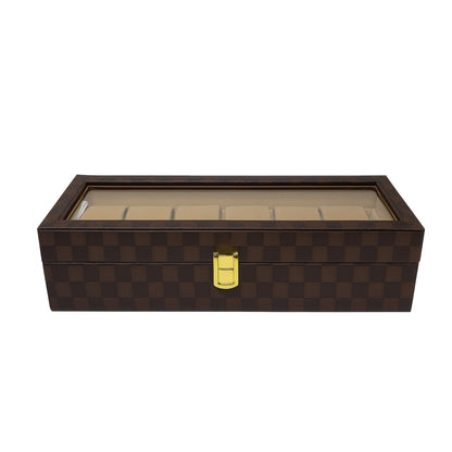 CURREN Original Brand  PU Leather Display Collection Storage 6 Grids Watch Organizer Box