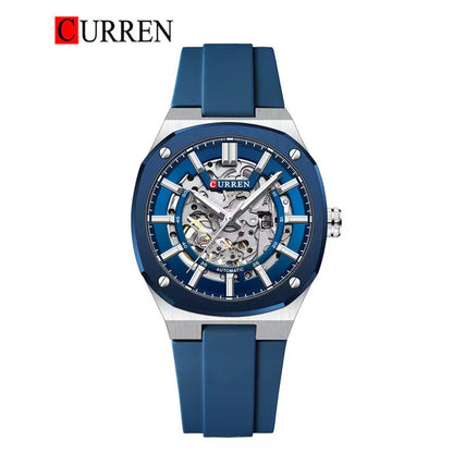 CURREN 8485 Mechanical Movement,Automatic,Self-Wind Men's Rubber Straps Watch