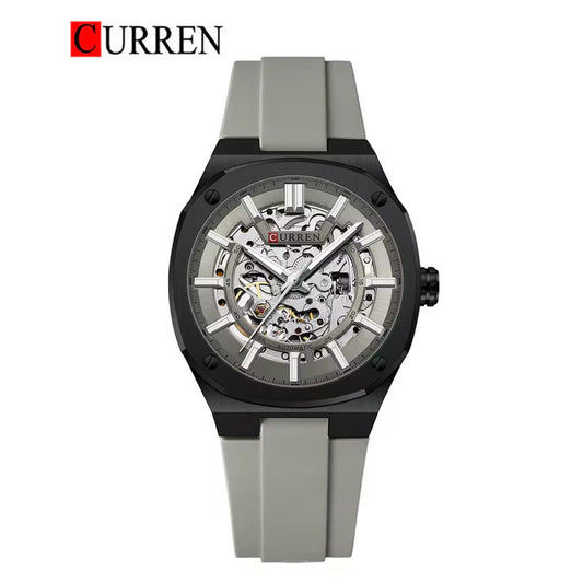 CURREN 8485 Mechanical Movement,Automatic,Self-Wind Men's Rubber Straps Watch