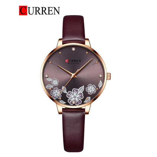 CURREN Original Brand Leather Straps Wrist Watch For Women With Brand (Box & Bag)-9068