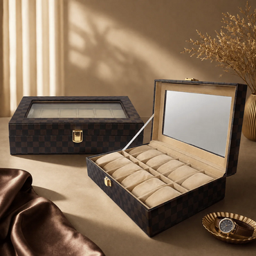CURREN Original Brand PU Leather Display Collection Storage 12 Grids Watch Organizer Box