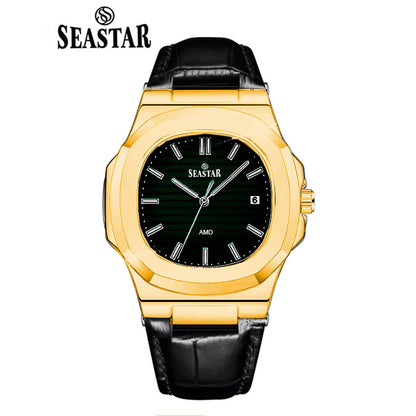 SEASTAR Original Brand Leather Straps Wrist Watch For Men With Brand (Box & Bag)-A94M089D