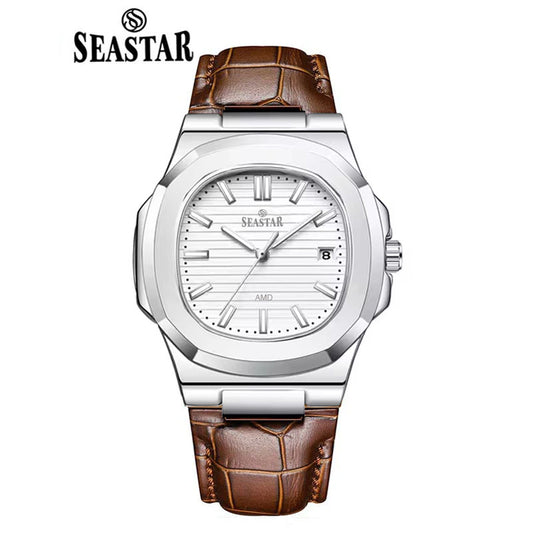 SEASTAR Original Brand Leather Straps Wrist Watch For Men With Brand (Box & Bag)-A94M089D