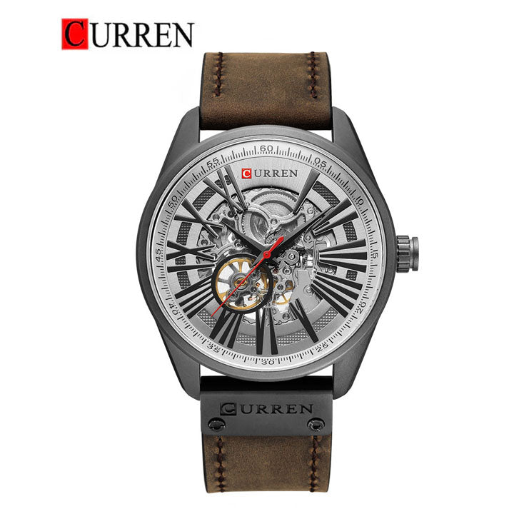 CURREN 8299 Mechanical Movement,Automatic,Self-Wind Men's Leather Straps Watch