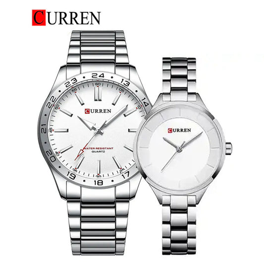 CURREN Original Brand Stainless Steel Band Wrist Watch For Couples With Brand (Box & Bag)