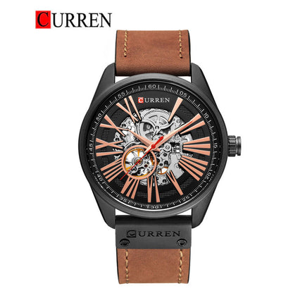 CURREN 8299 Mechanical Movement,Automatic,Self-Wind Men's Leather Straps Watch