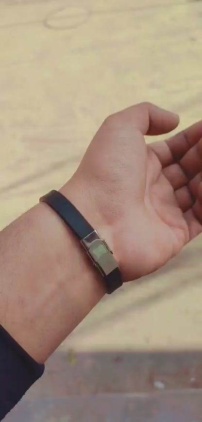 CURREN Original Brand Black Rubber Straps Band Wrist For Men & Women With Brand (Box & Bag)