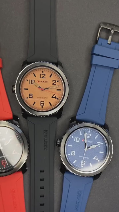 CURREN 8454 Men's Rubber Straps Watch