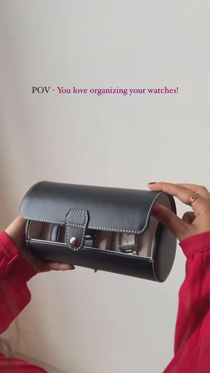 CURREN Original Brand Portable Vintage Leather Display Collection Storage 3 Grids Watch Organizer Box
