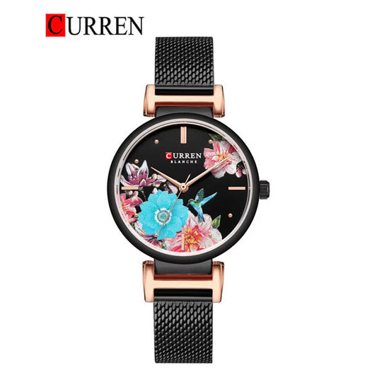 CURREN Original Brand Mesh Band Wrist Watch For Women With Brand (Box & Bag)-9053