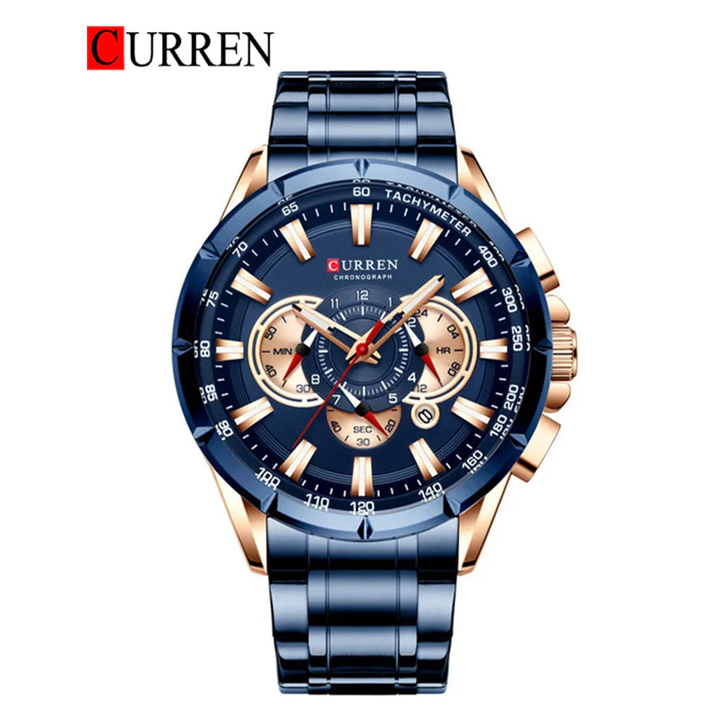 CURREN Original Brand Stainless Steel Band Wrist Watch For Men With Brand (Box & Bag)-8363