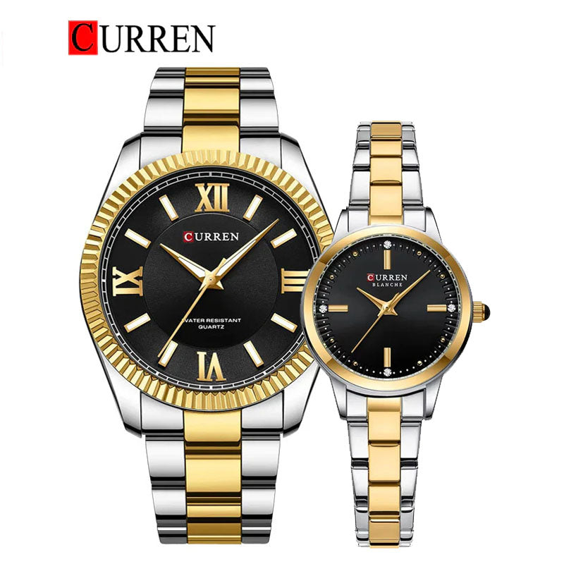 CURREN Original Brand Stainless Steel Band Wrist Watch For Couples With Brand (Box & Bag)