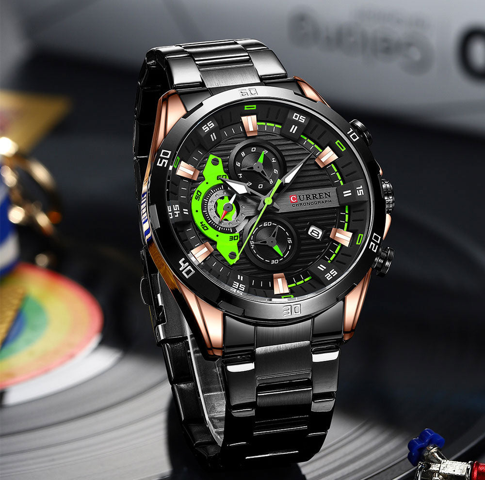 CURREN Original Brand Stainless Steel Band Wrist Watch For Men With Br –  Curren Watches