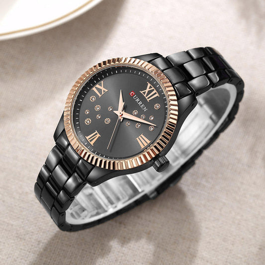 CURREN Original Brand Stainless Steel Wrist Watch For Women With Brand (Box & Bag)-9009