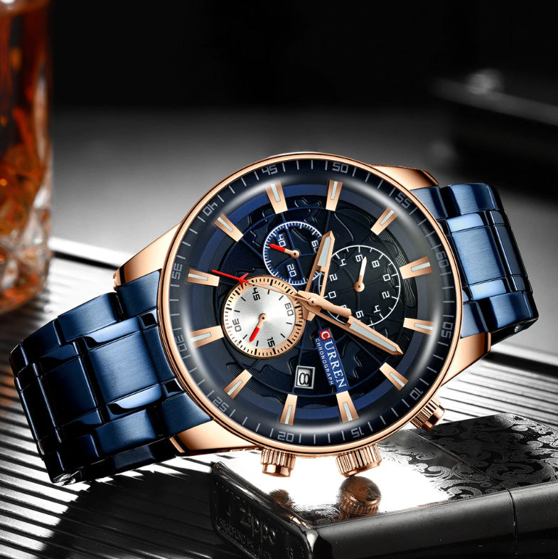 CURREN Original Brand Stainless Steel Band Wrist Watch For Men With Br – Curren  Watches