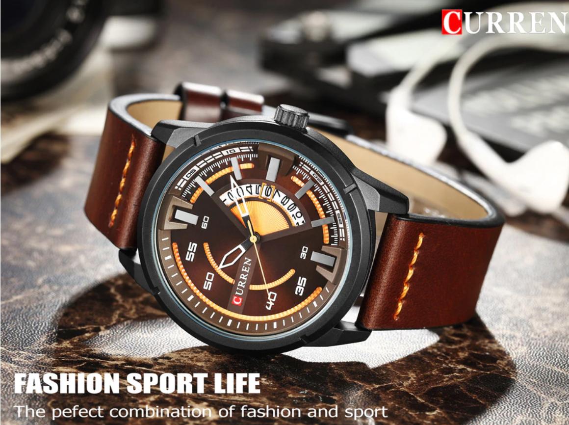CURREN Original Brand Leather Straps Wrist Watch For Men With Brand (Box & Bag)-8298