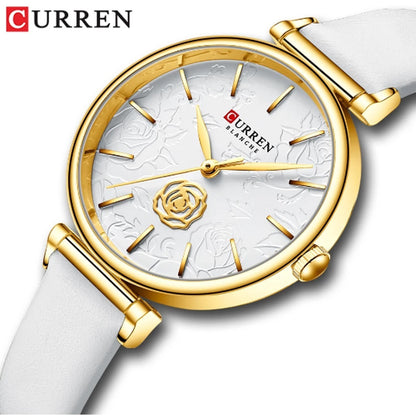 CURREN 9078 Women's Leather Strap Watch