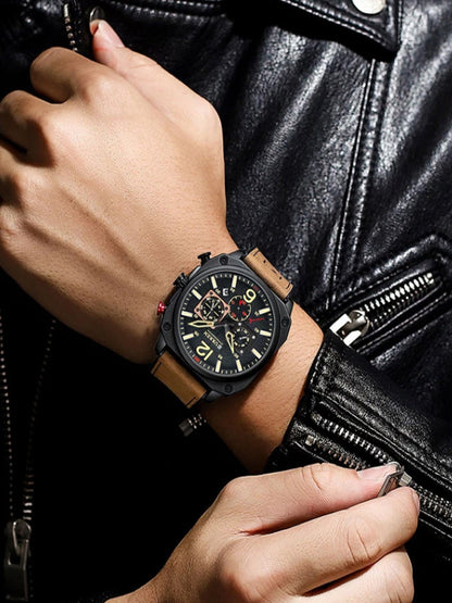 CURREN 8398 Men's Leather Straps Watch