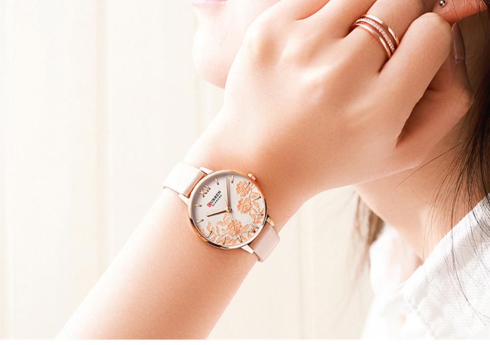 CURREN 9065 Women's Leather Straps Watch