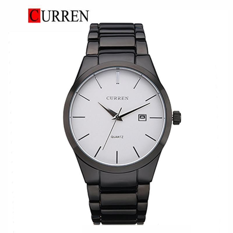 CURREN Original Brand Stainless Steel Band Wrist Watch For Men With Br ...