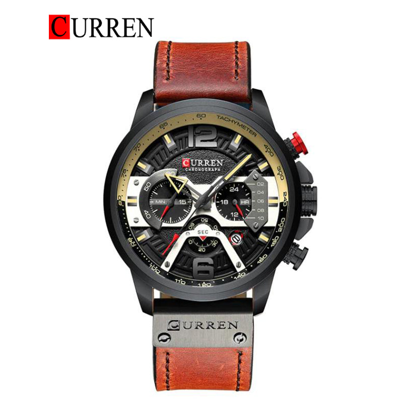 CURREN Original Brand Leather Straps Wrist Watch For Men With Brand (B ...